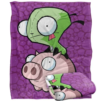 Alien and Pig Cartoon Blanket: Invader Zim Art for Fans