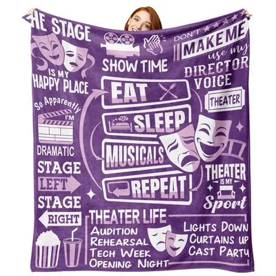 Eat Sleep Musicals Repeat Blanket for Theater Lovers – Design 3