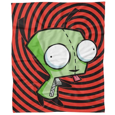 Green Alien Face Blanket: Invader Zim Gir Spiral Design