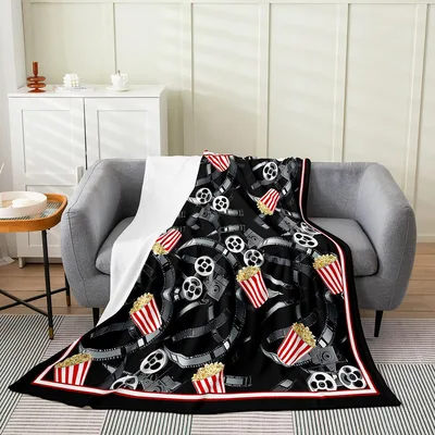 Movie Theater Popcorn Film Blanket for Cinema Lovers