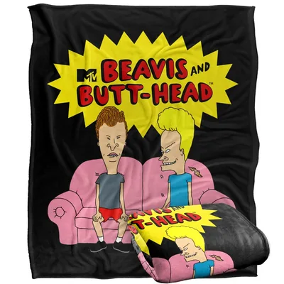 Cartoon Duo on Pink Blanket: Beavis and Butt-Head Fleece Design