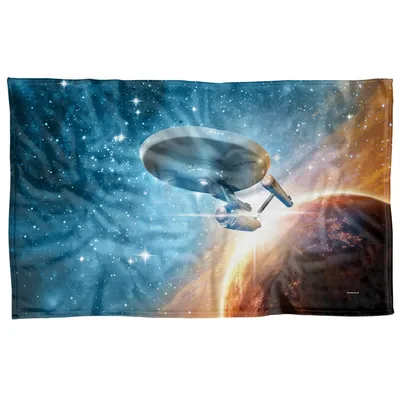 Starship Over Planet Galaxy Blanket: Space Exploration Art for Fans