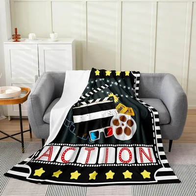 Cinema Action Film Poster Blanket: Movie Night Essential