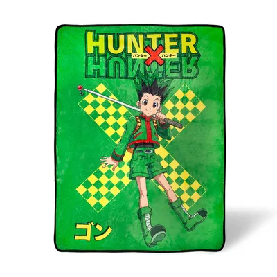 Anime Boy Kicking Checkered Blanket