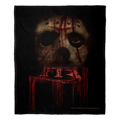 Masked Killer Horror Scene Blanket: F13 Hockey Mask Design