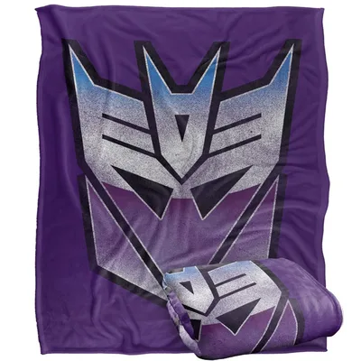 Purple Shield Emblem Design Blanket: Decepticon Face on Purple