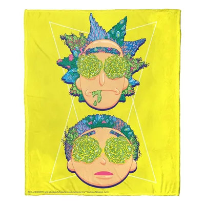 Cartoon Faces Green Glasses Blanket: Psychedelic Art