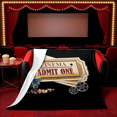 Vintage Cinema Admit One Blanket: Movie Ticket Design for Film Lovers