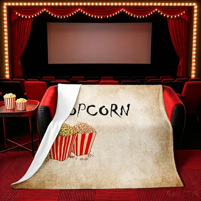 Movie Popcorn Vintage Theater Blanket: Classic Cinema Design