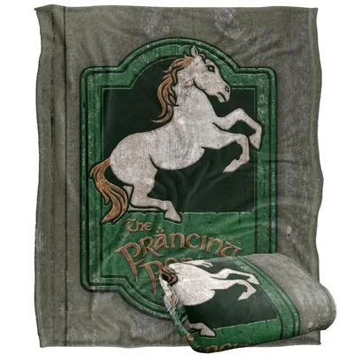 Prancing Pony Horse Sign Blanket featuring a vintage green tavern sign