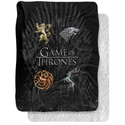 Iron Throne House Sigils Blanket: Four Great Crests on Dark Background