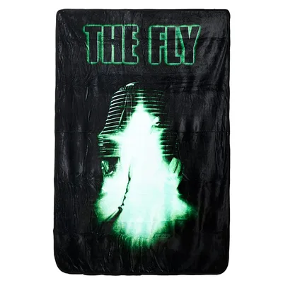 Glowing Green Fly Silhouette Blanket: Sci-Fi Movie Art Design