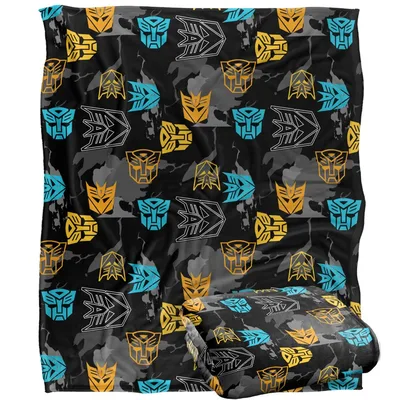 Robot Faction Emblem Pattern Blanket featuring yellow