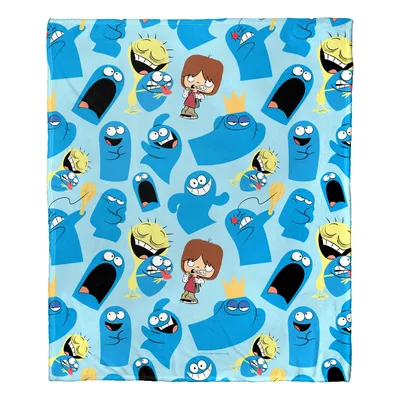 Blue Cartoon Monster Pattern Blanket: Bloo and Mac Throw Design