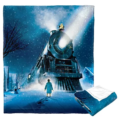 Glowing Train Under Starry Blanket: The Polar Express Arrival Scene