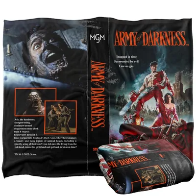 Retro Horror Movie Cover Blanket: Army of Darkness VHS Art