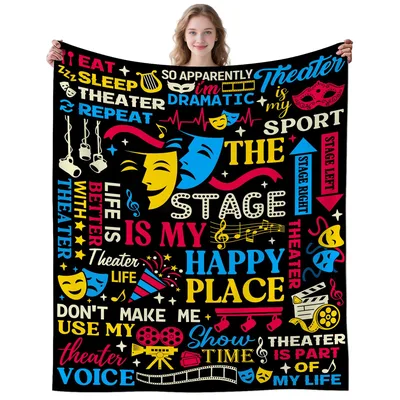 Theater Life Quotes Pattern Blanket: A vibrant collage