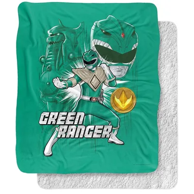 Green Helmet Hero Action Blanket: Green Ranger Power Pose Design