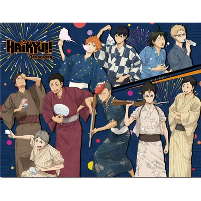 Anime Friends Group Portrait Blanket: Haikyuu!! Summer Festival Art