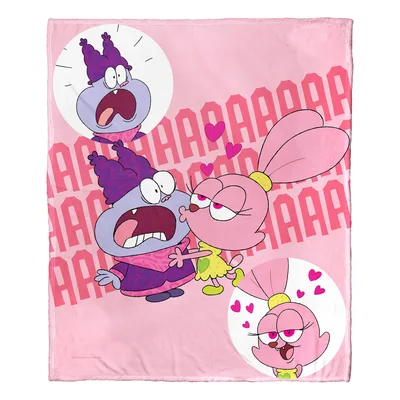 Pink Cartoon Creatures Screaming Blanket