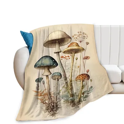 Vintage Mushroom Botanical Blanket