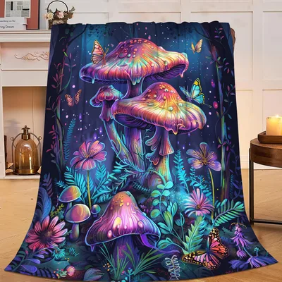 Mushroom Forest Fantasy Mushrooms Blanket