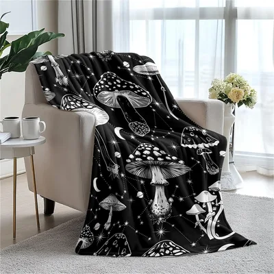 Mushroom Celestial Stars Blanket: Cosmic Fungi Design for Space Lovers