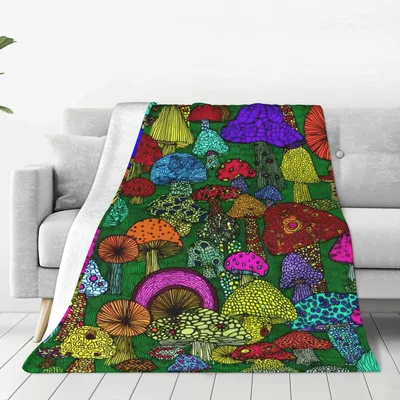 Colorful Mushroom Pattern Blanket featuring vibrant