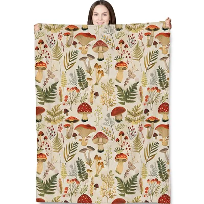 Forest Mushrooms and Ferns Blanket