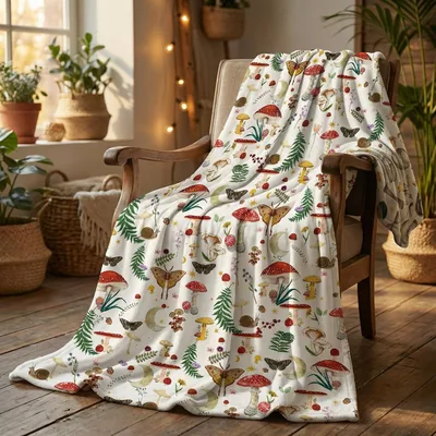 Mushroom Moth Pattern Blanket