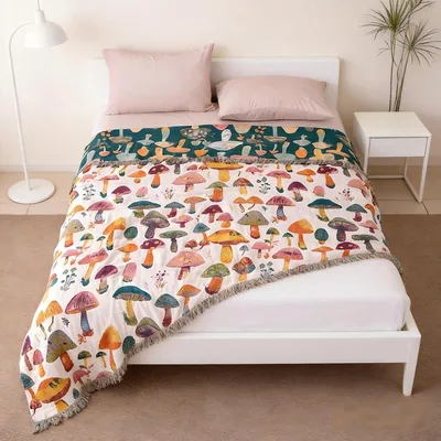 Mushroom Pattern Cottagecore Blanket