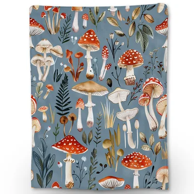 Vintage Red Mushroom Pattern Blanket