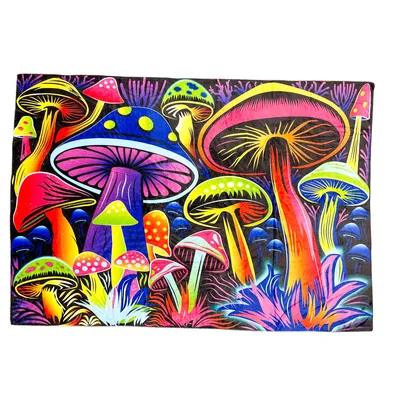 Neon Psychedelic Mushrooms Design Blanket for Vibrant Forest Lovers