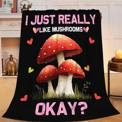 I Just Really Like Mushrooms Blanket: Red Fungi Design