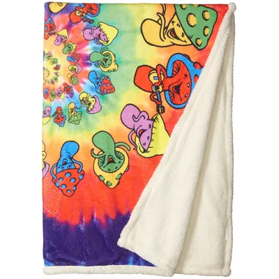 Tie Dye Spiral Mushrooms Blanket: Psychedelic Fungi Throw