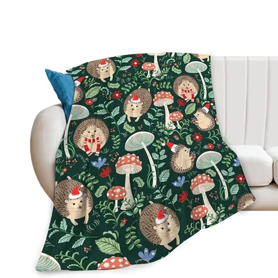 Hedgehogs and Mushrooms Pattern Blanket: Festive Forest Friends