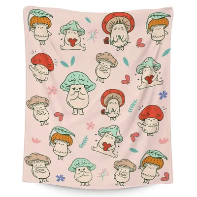Pink Mushroom Blanket: Cute Fungi Pattern for Cozy Days