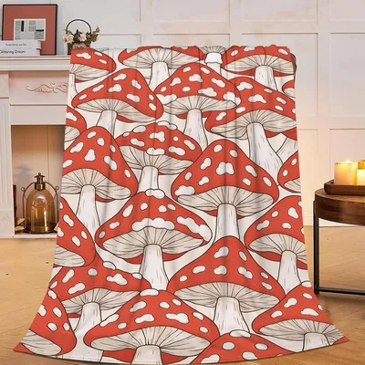 Red Mushroom Pattern Blanket: Classic Red Cap Fungi Design