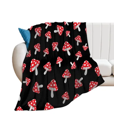 Red Mushroom Pattern Blanket: Cozy Fungi Print for Nature Lovers