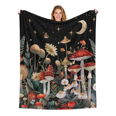 Mushrooms Under Moonlight Blanket: A Nighttime Fungal Garden