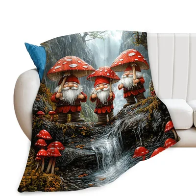 Gnomes on Mushrooms Blanket
