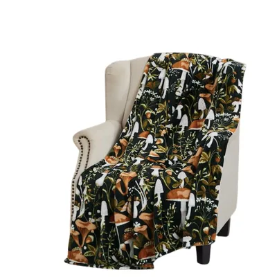 Forest Mushrooms Pattern Blanket featuring dark fungi