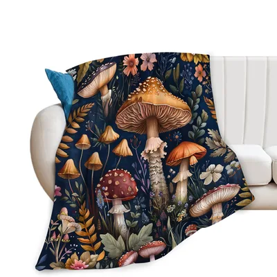 Mushroom and Wildflower Pattern Blanket: A Fungal Floral Design