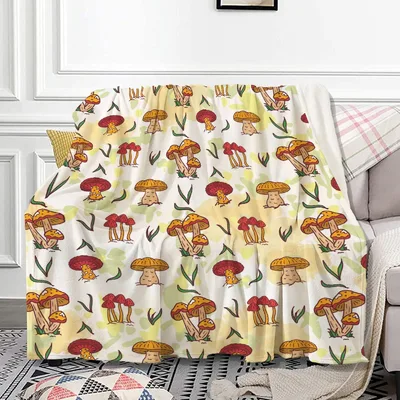 Mushroom Pattern Print Blanket: Cozy Fungi Design for Nature Lovers