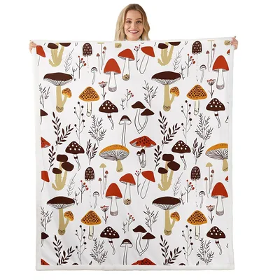 Red Mushroom Pattern Blanket: A Forest Fungi Print for Nature Lovers