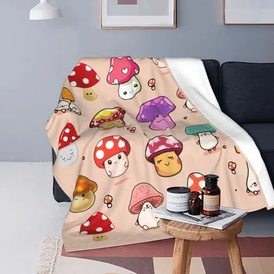 Red Mushroom Pattern Blanket: Cute Fungi Design for Cozy Spaces