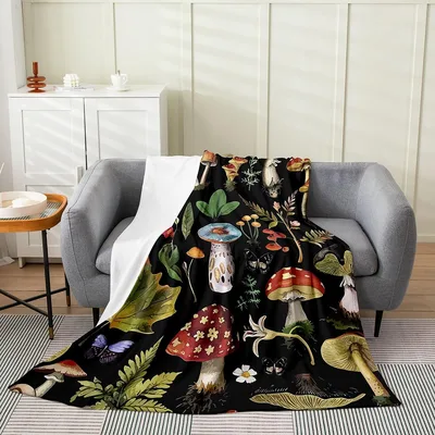 Woodland Mushrooms Forest Pattern Blanket