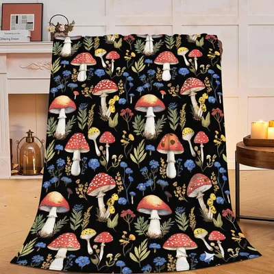 Red Mushrooms Pattern Blanket: A Cozy Fungal Print for Nature Lovers