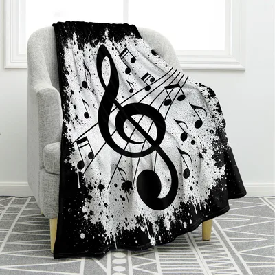 Music Lover Blanket: Treble Clef and Notes Design