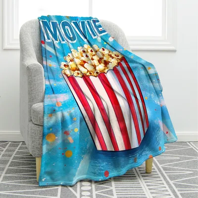 Popcorn Lover Blanket: Movie Night Popcorn Throw Design